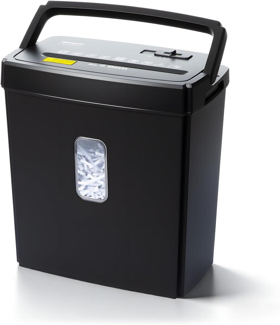 Wingwise Paper Shredder for Home Office, 10 Sheets Cross Cut Credit Card Shredder with 4 Gallons Basket, Portable Handle, P-4 High Security