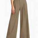 PRETTYGARDEN Womens Spring Wide Leg Palazzo Pants 2026 Trendy Loose Button High Waist Pleated Work Business Casual Trousers (Medium, Khaki)