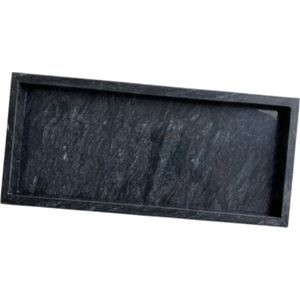 Marble Stone Serving Tray Perfume Holder Jewlery Dish Elegant Decorative Countertop Organizer for Club Dresser Vanity Decor, Black