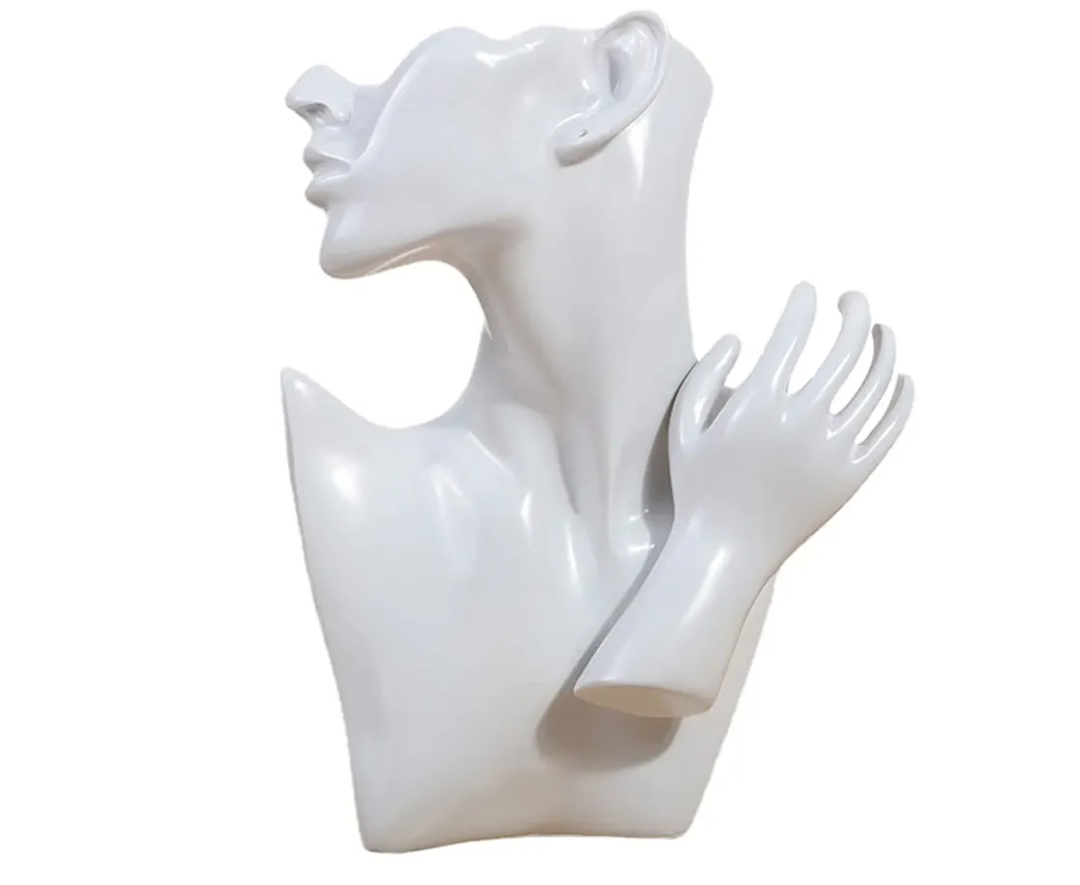 Resin Necklace Earring Ring Chain Jewellery Display Mannequin Hand Display Model (White)