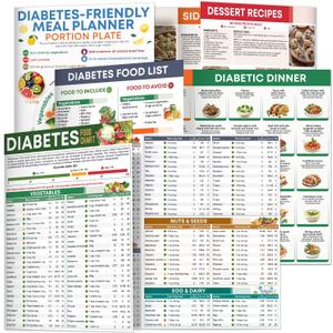 4 x 3 Counts Double-sided Laminated Diabetes Food Chart and Meal Plan
