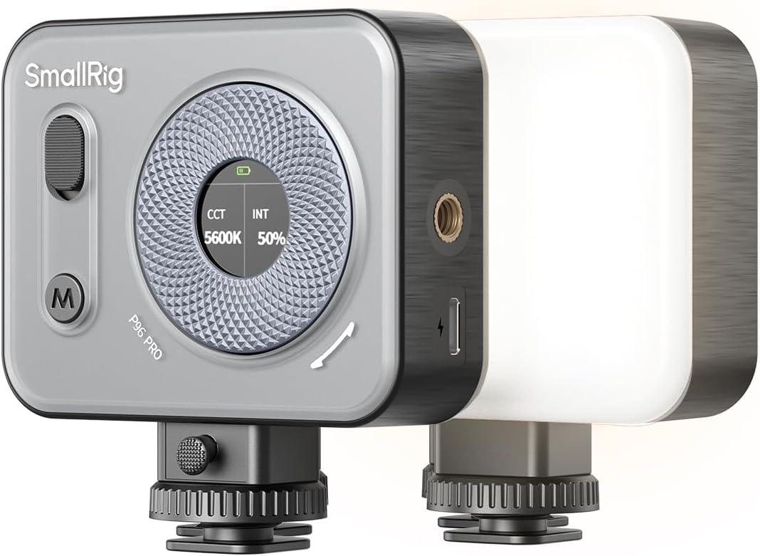 SMALLRIG Vibe P96 Pro Led Video Light, Portable Camera Light for Photography, Cold Shoe Light, CRI95+, 2500-6500K, 5 Effects, Fill Light Accessories for Content Creator, Streaming Black