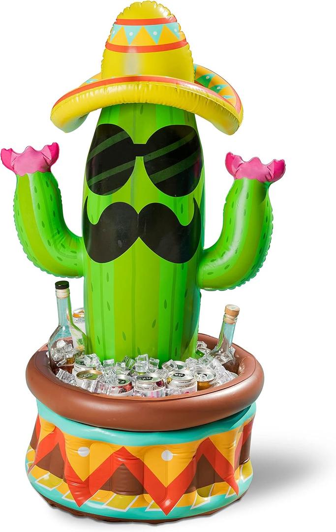 JOYIN 43" Inflatable Cactus Cooler with Sombrero Hat for Fiesta, Cinco de Mayo Party Supplies, Inflatable Party Cooler, Pool Party Decoration