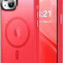 Magnetic for iPhone 13 Case/iPhone 14 Case, [Compatible with Magsafe & Military-Grade Protection] Slim Translucent Matte Phone Case for iPhone 13/14 6.1 inch,Red