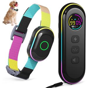 Podazz Dog Shock Collar & Dog Bark Collar, 2 in1 Collar Dog Bark Training Collar with 5 Adjustable Sensitivity, 3 Training Modes, 3300FT Remote, IPX7 Waterproof, Rechargeable for Dogs (Multi-Color)
