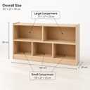 bbgroundgrm Kids Bookshelf and Toy Storage Organizer, Pine Wood Shelf with 5 Open Cubbies, Montessori Bookshelf and Storage Shelves for Children's Room, Nursery, Playroom, Classroom, Natural Wood, 44.6 x 11.7 x 23.6 inches