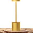 LED Cordless Table Lamps, Portable Rechargeable Battery Operated Lamp, Modern Metal 2 Level Dimmable Indoor and Outdoor Cordless Lamp,Desk Lamp for/Restaurant/Bar/Cafe/Bedroom. (Gold)
