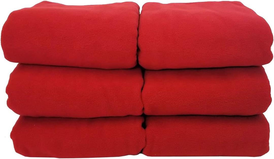 ROLLEE POLLEE Children's Nap Blanket, Super Soft Anti-Pill Fleece Blanket for Toddlers and Kids, 36" x 48" (Red, 6-Pack)