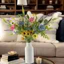 3 Bundles Artificial Daisy Flowers Fake Wildflowers Bouquet Silk Spring Summer Flowers Colorfull Faux Wild Flowers for Home Indoor Kitchen Table Vase Wedding Party Decoration