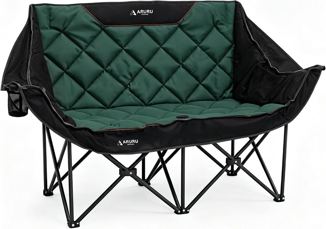 2-in-1 Reclining Camping Chair, Portable Folding Beach Lounge Chair with Footrest & Adjustable Backrest, Comfortable Lawn Chair for Adults Heavy Duty with Cup Holder for Outdoor Poolside Sports, 1 Pack