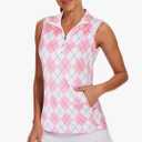 Tanst Sky Women's Sleeveless Golf Shirt Quick Dry Zip Up Workout Tennis Tops with Pockets, S