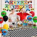 Monster Truck Birthday Decorations, Monster Truck Party Supplies include Truck Balloons, Tablecloth, Cake Cupcake Toppers, Plates and Napkins Truck Birthday Decorations for Boys, Serve 24