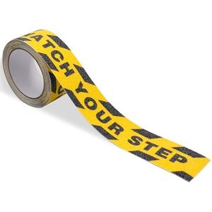 Watch Your Step Floor Tape Anti Slip Warning Sign Sticker Adhesive Non- Slip Abrasive Decal for Workplace Home Safety Wet Floor Caution (2" Width X 16.4ft)