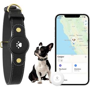 GPS Tracker for Dogs  Smart Dog Collar & Pet Tracker with Real-Time Location, No Monthly Fee, Unlimited Range (iOS Only)  Fits Small to Large Dogs(Locator Included) (Black)