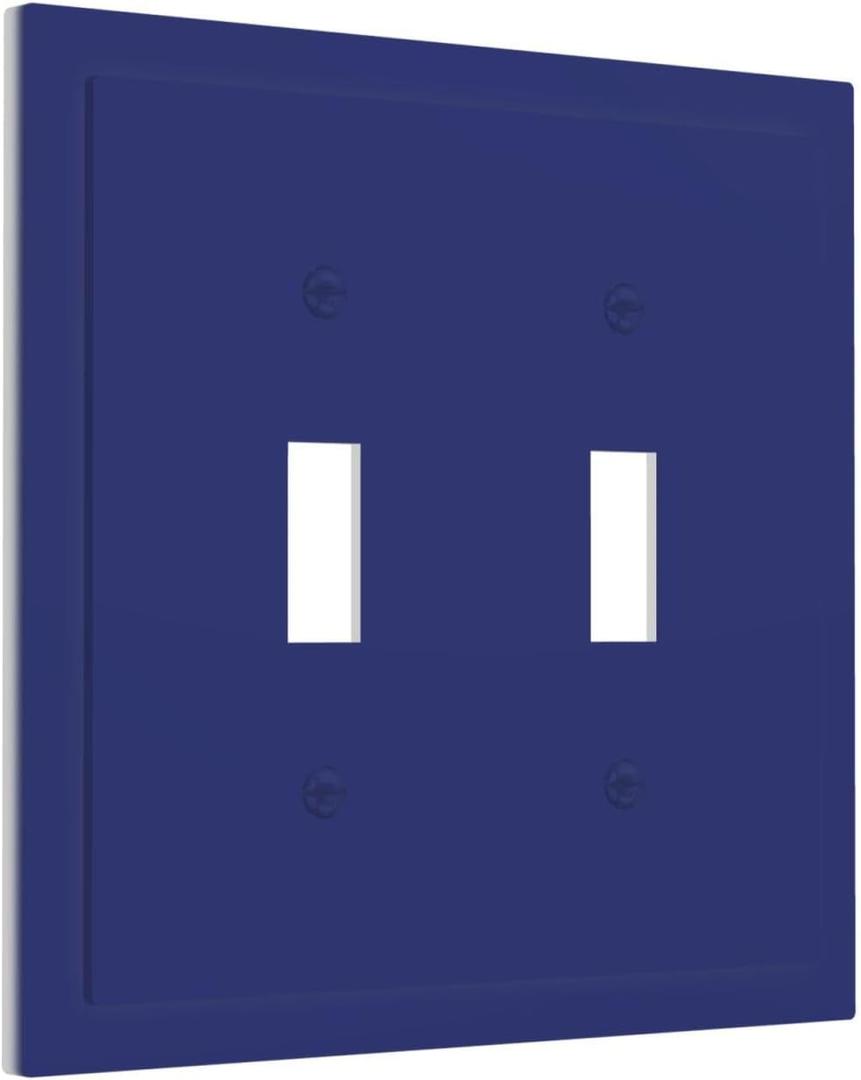 Light Switch Cover Plate Dark Blue 2 Gang Double Toggle Light Switch Plate Decorative Wallplates Outlet Plates Cover Electrical Switchplate for Bathroom Home Decor
