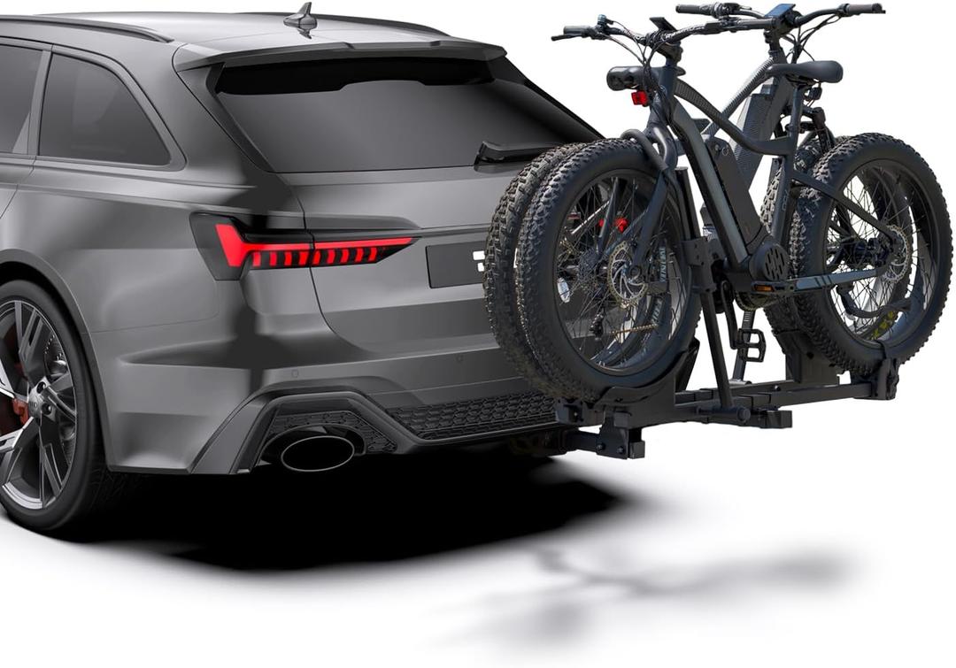 TANX Bike Racks for Ebikes,Fat Tire Bike Rack for Tow Hitch 2-Bike 200 lbs Capacity, Smart Tilting Platform for Standard E-Bikes, Fits 2-Inch Receiver (Black)