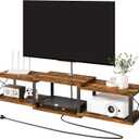 IBUYKE Floating TV Stand with Power Outlet,Wall-Mounted Floating Stand for TVs up to 55",Metal Entertainment Center,Wall Mounted TV Shelf with Storage for Living Room Bedroom,Rustic Brown UWST011H