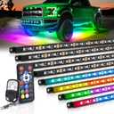 MICTUNING N8 RGB+IC Underglow LED Lighting Kit for Truck with Remote & Key Fob Dual Control, Exterior Neon Accent Underbody Strip, Multicolor Mode, Waterproof, Aluminum Casing