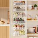 6-Tier Over The Door Pantry Organizer with Mesh Baskets, Adjustable & Stable Hanging Spice Rack for Kitchen, Bathroom, Bedroom, and Baby Essentials Storage (16" W 6-Tiers, White) (6tiers-White-Metal)