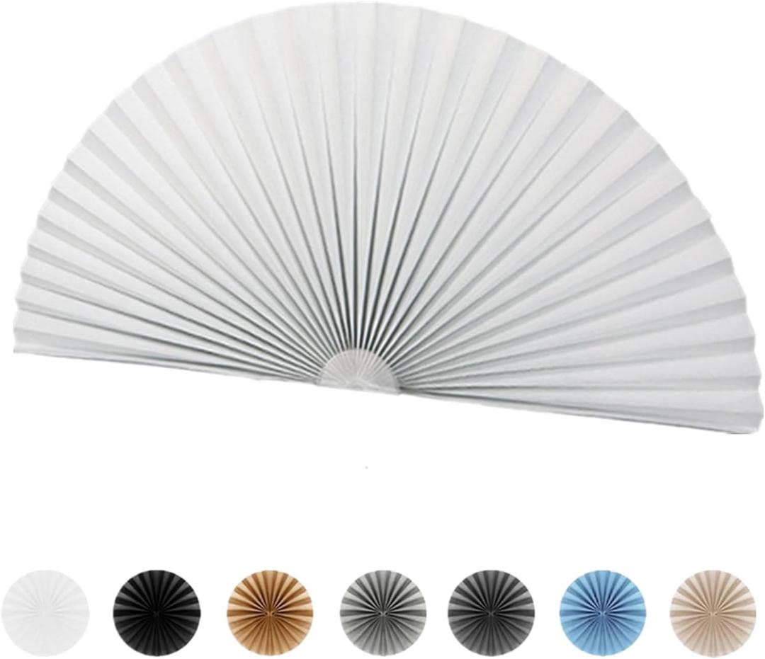 Arch Window Pleated Blinds Half Circle Window Shades Cordless Non-Woven Self Adhesive Shades Half Moon Round Window Cover Easy to Cut & Install (18"W x 36"H, White)