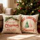 Newwiee 4 Pcs Christmas Pillow Cases 18 x 18 in, 1st Xmas As Mr and Mrs Decoration, Our First Christmas Married Newlywed Gifts for Couples 2026, Romantic Anniversary Engagement for Bride Shower Gifts
