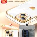 LeYi for iPhone 15 Case: with Tempered Glass Screen Protector [2 Pcs]+ Full Camera Lens Protection,Love Heart Plating Women Cute Luxury Soft TPU Shockproof Case for iPhone 15,White