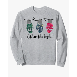 Follow the Light Christ Xmas Light Sweatshirt XL