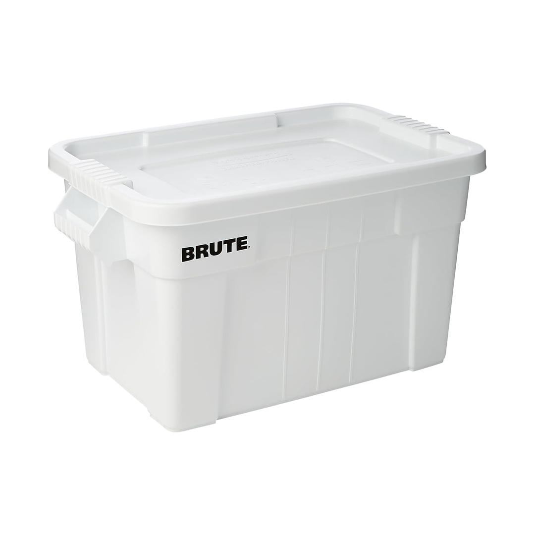 Rubbermaid Commercial Products BRUTE Tote Storage Bin with Lid, 20-Gallon, White, Rugged/Reusable Boxes for Garage/Moving/Camping/Basement Storage/Kitchen/Warehouse/Outdoor, Pack of 6
