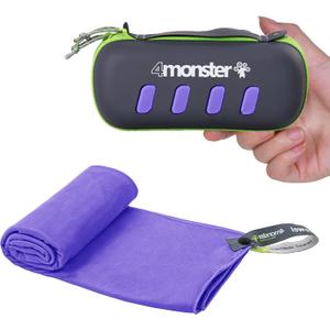 4Monster Camping Towel Super Absorbent-Quick Dry Microfiber Towel Ultra Compact & Soft-Travel Towel Lightweight for Backpacking, Hiking, Gym, Beach, Swimming, Yoga, Purple