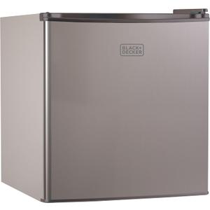 BLACK+DECKER 1.7 Cu. Ft. Compact Refrigerator, ENERGY STAR Certified, Single Door Mini Fridge with Chiller Compartment, Personal Fridge for Home or Dorm Room, R600a Refrigerant, BCRK17V,Stainless Look (Silver)
