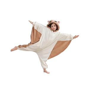 DELEY Onesie Kids Halloween Christmas Costume Cosplay Sleepwear One Piece Animal Pajamas, Flying Squirrel Brown, Size 130