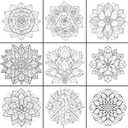Floral Harmony - Mandala Coloring Book for Adults: 50 Unique Flowers to Color with Vivid and Relaxing Designs Spiral-Bound