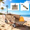 Beach Wagon with Big Wheels for Sand 10" Balloon Tires & 450lb Heavy Duty Foldable Cart | Removable All-Terrain Design for Camping, Garden, Beach & Groceries