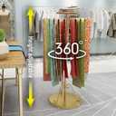 Freestanding Scarf Display Stand with 30 Rods, Pivoting Round Rack, Height Adjustable Scarf Holder Organizer for Boutique & Home