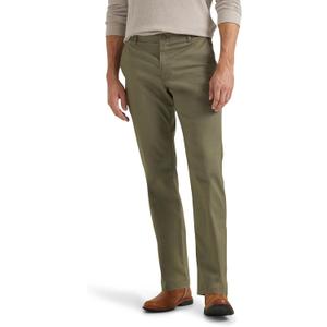Lee Men's Extreme Motion Flat Front Slim Straight Pant (36W x 32L, Muted Olive)