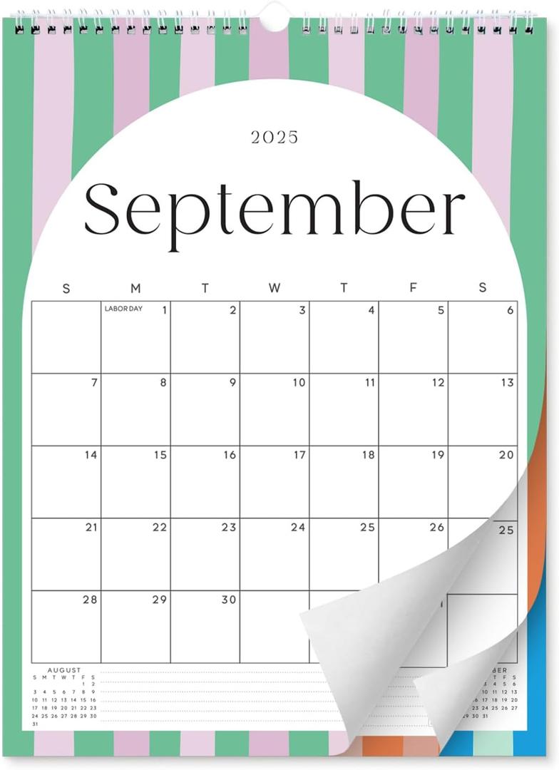 S&O Palm Beach Arc Wall Calendar from July 2025-Dec 2026 - Tear-Off Monthly Calendar - 18 Month Academic Wall Planner - Hanging Organizer to Track Anniversaries & Appointments - 14.2"x10.5in