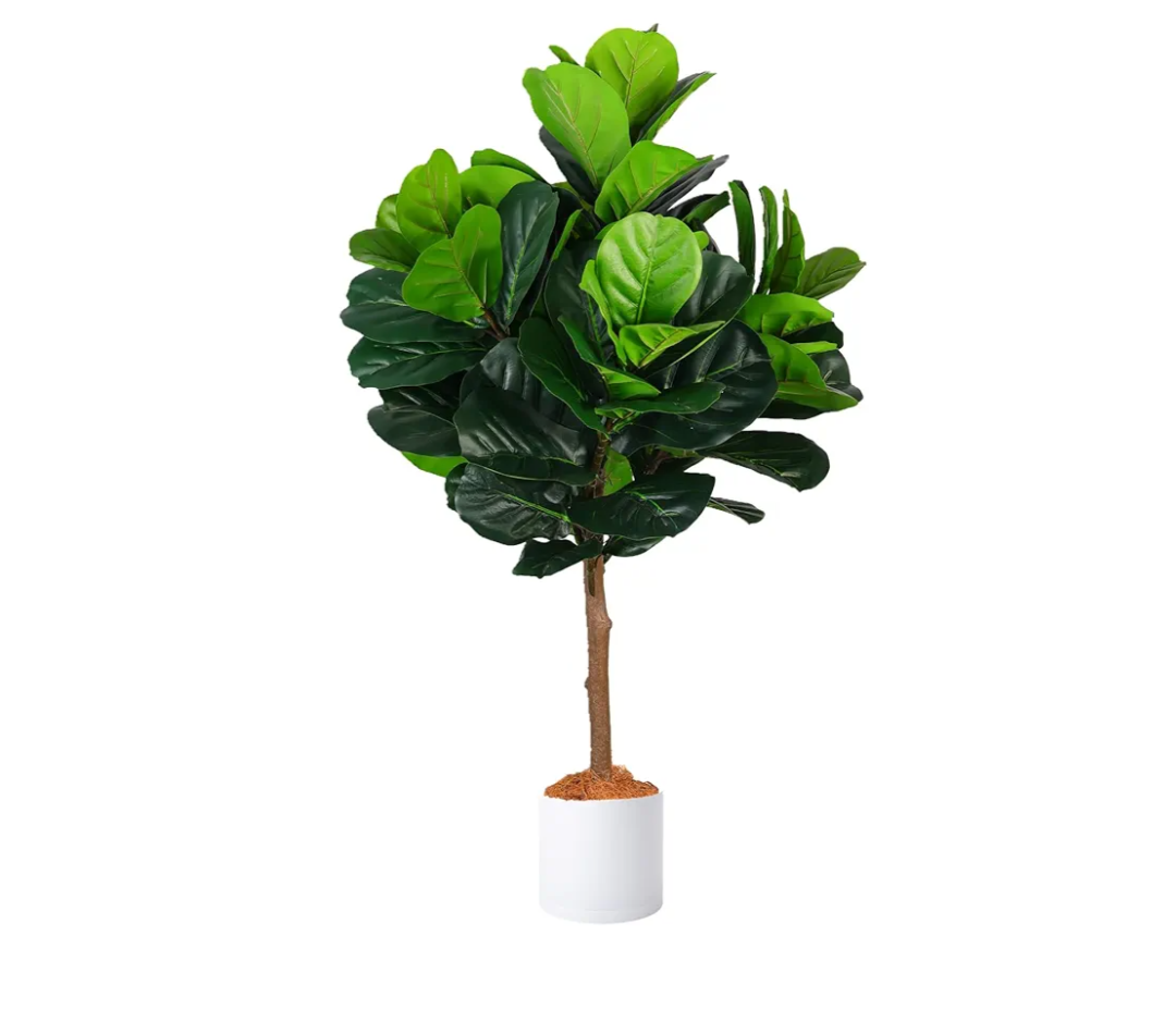 Artificial Plants Indoor-Fiddle Leaf Fig Tree Artificial Tree - 3ft Tall Faux Ficus Plant, Potted Fake Plant for Indoor and Outdoor Home Garden Decor (Fiddle Leaf Green)