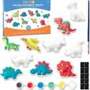 Funto Dinosaur Painting Kit for Kids, Paint Your Own Figurines with Magnet, 27 PCS Crafts Set, Ceramics to Paint, STEAM Projects Creative Activity DIY
