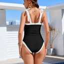 Bsubseach One Piece Swimsuit for Women Tummy Control Bathing Suits Adjustable Strap (L)