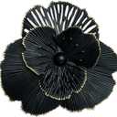 10" Metal Flower Wall Art Decor, Rustic Modern Floral Sculpture, Distressed Iron Wall Hanging Home Decoration Accent Artworks for Indoor Kitchen Bedroom Living Office Outdoor Garden Patio (36C-Black)