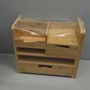 Hacaroa 3 Tier Bamboo Desktop Organizer with 3 Drawers, Mini Tabletop Craft Box Cosmetic Storage Drawer with Handle, Portable Desk Letter Mail Sorter for Office Supply, Toiletries