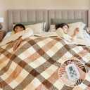 Heated Blanket King Size 100"x90", Dual Control Cozy Sherpa Electric Blankets for Bed with 10 Fast Heating Levels, 12H Auto Off, ETL Certified, Soft Washable Blanket for Home Use, Brown Plaid