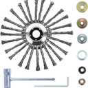 10 Inch Weed Eater Attachments, Steel Wire Weed Wacker Blade with Universal Adapter Kits, Indestructible Wire Brush Cutter Blade, Wire Wheel Trimmer Head Replacement for Moss, Weed Removal