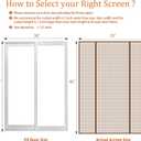 Magnetic Screen Door Fits Door Size 70" x 80", Screen Size 72" x 81", Double Opening, Mesh Net Curtain with Magnet Full Frame Hook & Loop Strip, Brown