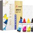 A-SUB Sublimation Starter Kit with 8.5X11 Inch Sublimation Paper and 480ML CMYK Sublimation Ink Bundle Kit for Heat Transfer on Tumblers, T-shirt, Mugs, etc