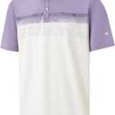 Rouen Polo Shirts for Men Quick Dry Regular Fit Casual Color Block Chest Print Active Short Sleeve Collared Mens Golf Shirt (XXL)