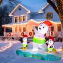 6ft Christmas Inflatable Surfing Snowman Outdoor Decorations Christmas Blow up Yard Decoration with Built in LED Winter Xmas Snowman Inflatables for Holiday Party Indoor Outdoor Lawn Decor
