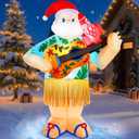 6.4FT Christmas Inflatables Santa Claus Playing Guitar Santa Parrot Outdoor Decorations Blow Up Yard Xmas Decor with Built-in LED Lights for Holidays Lawn Home Indoor Outside