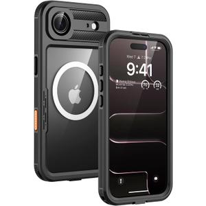 Lanhiem Magnetic for iPhone Air Phone Case, IP68 Waterproof Dustproof Phone Case, [Compatible with Magsafe] [Built-in Screen Protector] Full Body Heavy Duty Rugged Phone Cover 17 Air 6.5 inch, Black