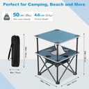 Folding Beach Table, Camping Table for Sand with Insulated Cooler Storage & 4 Cup Holders, Portable Pop Up Picnic Table, Lightweight Side Table for Outdoor, 19x19x24 inches
